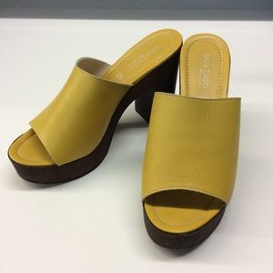 Leather Mule Platform Heels